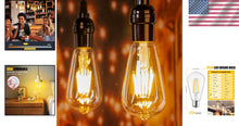 Load image into Gallery viewer, Vintage Style 12-Pack E26 Edison Bulbs - Energy Efficient Warm White Light