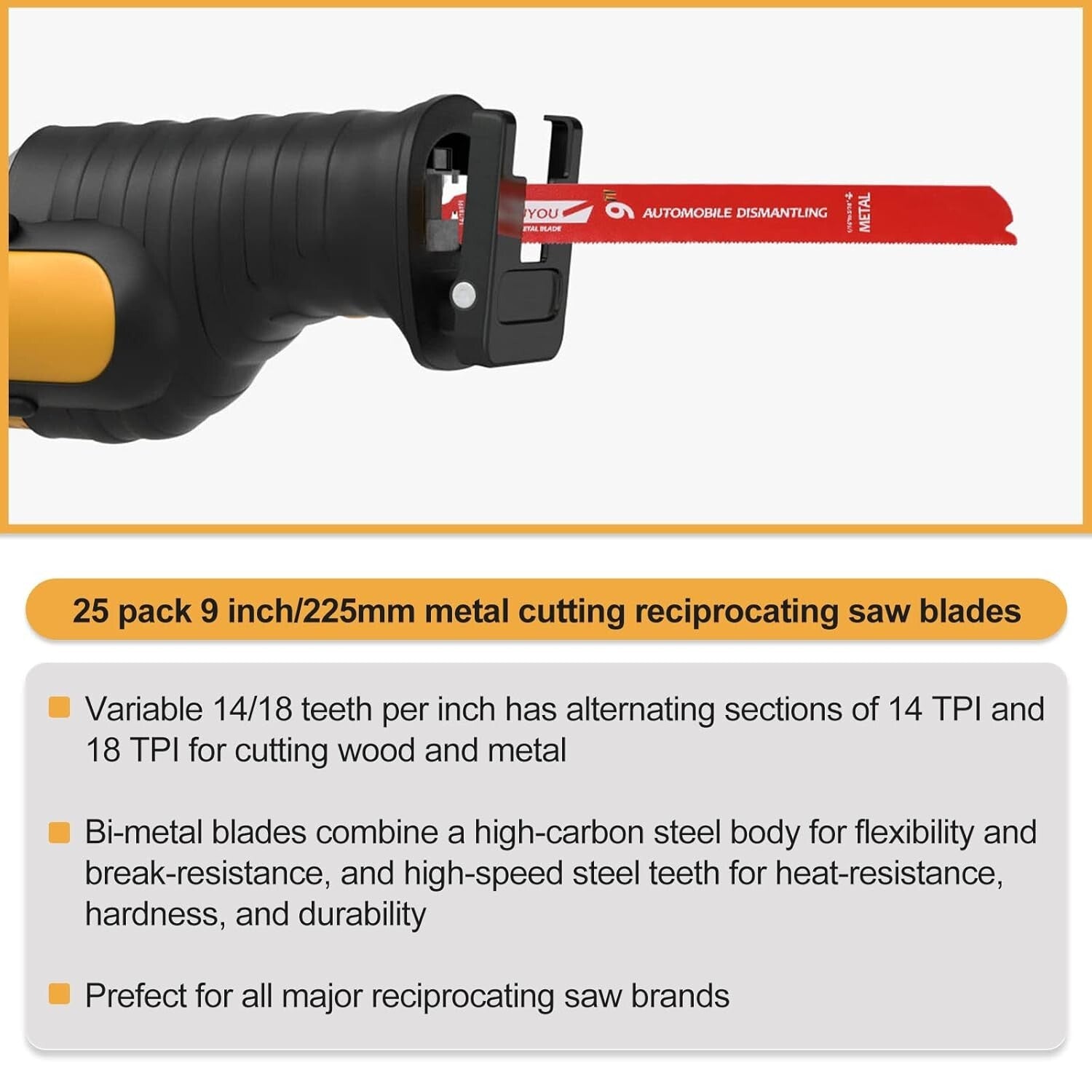 Ultra-Thick Bi-Metal Reciprocating Saw Blades Set - 14/18 TPI, Non-Stick Finish