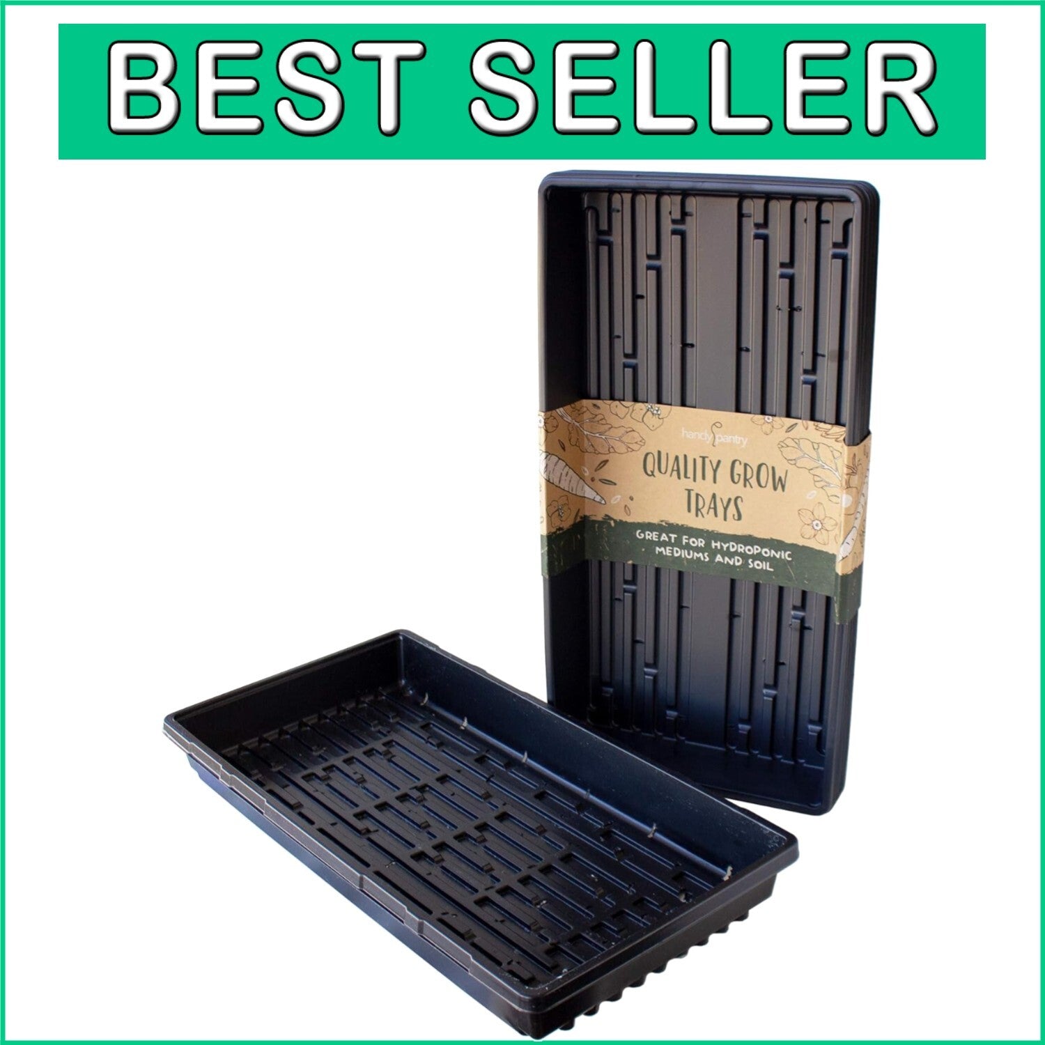 Eco-Friendly Hydroponic Trays - 10-Pack Plastic with Drain Holes for Seedlings