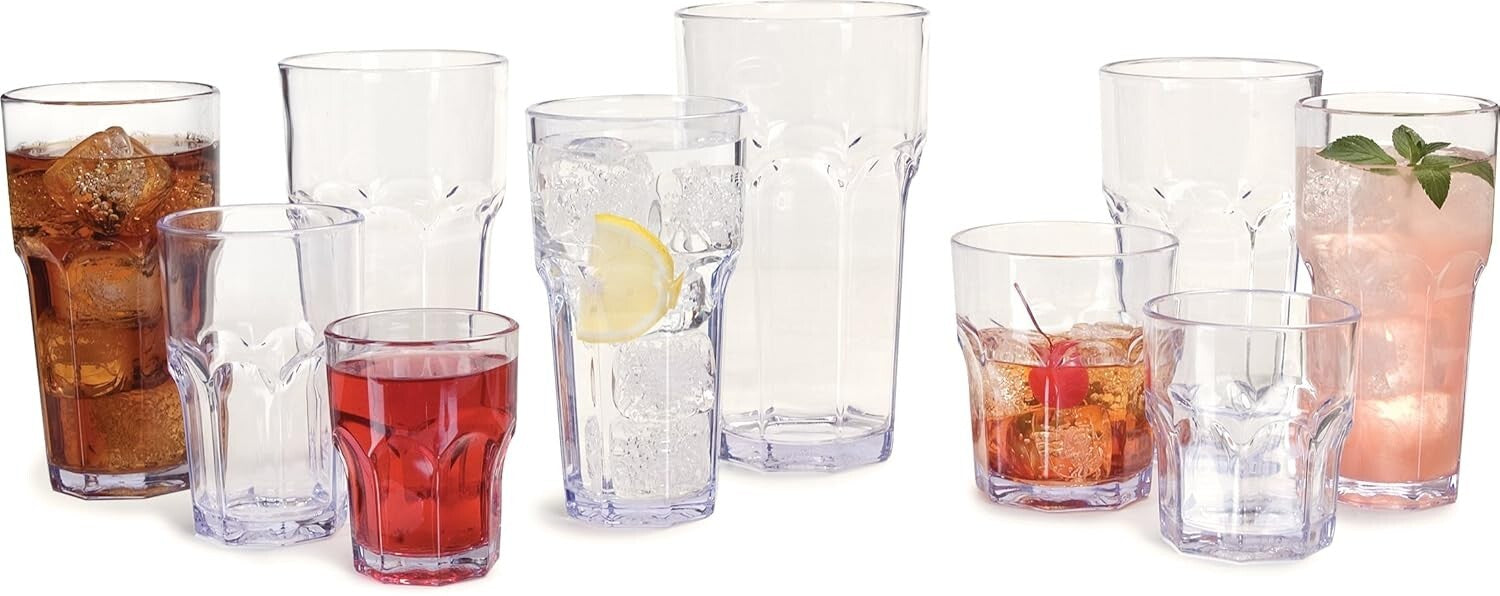 Multi-Use Clear Plastic Tumblers - 24 Pack of Louis 16-Ounce Tall Glasses