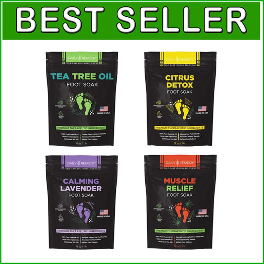 4-Pack Aromatherapy Foot Soaks: Tea Tree, Lavender, Muscle Relief & Citrus
