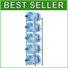 Load image into Gallery viewer, 5-Tier Heavy-Duty Water Cooler Jug Rack - Detachable Stainless Steel Holder