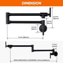 Load image into Gallery viewer, Commercial-Grade Pot Filler Faucet: Adjustable Wall-Mount Matte Black Style