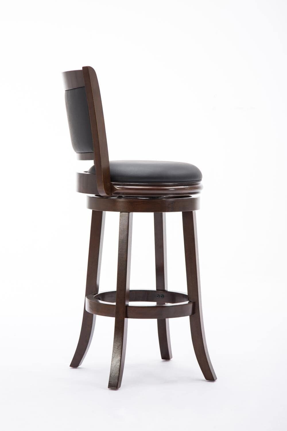 Comfortable 29-Inch Augusta Swivel Stool with Rubberwood Frame and Faux Leather