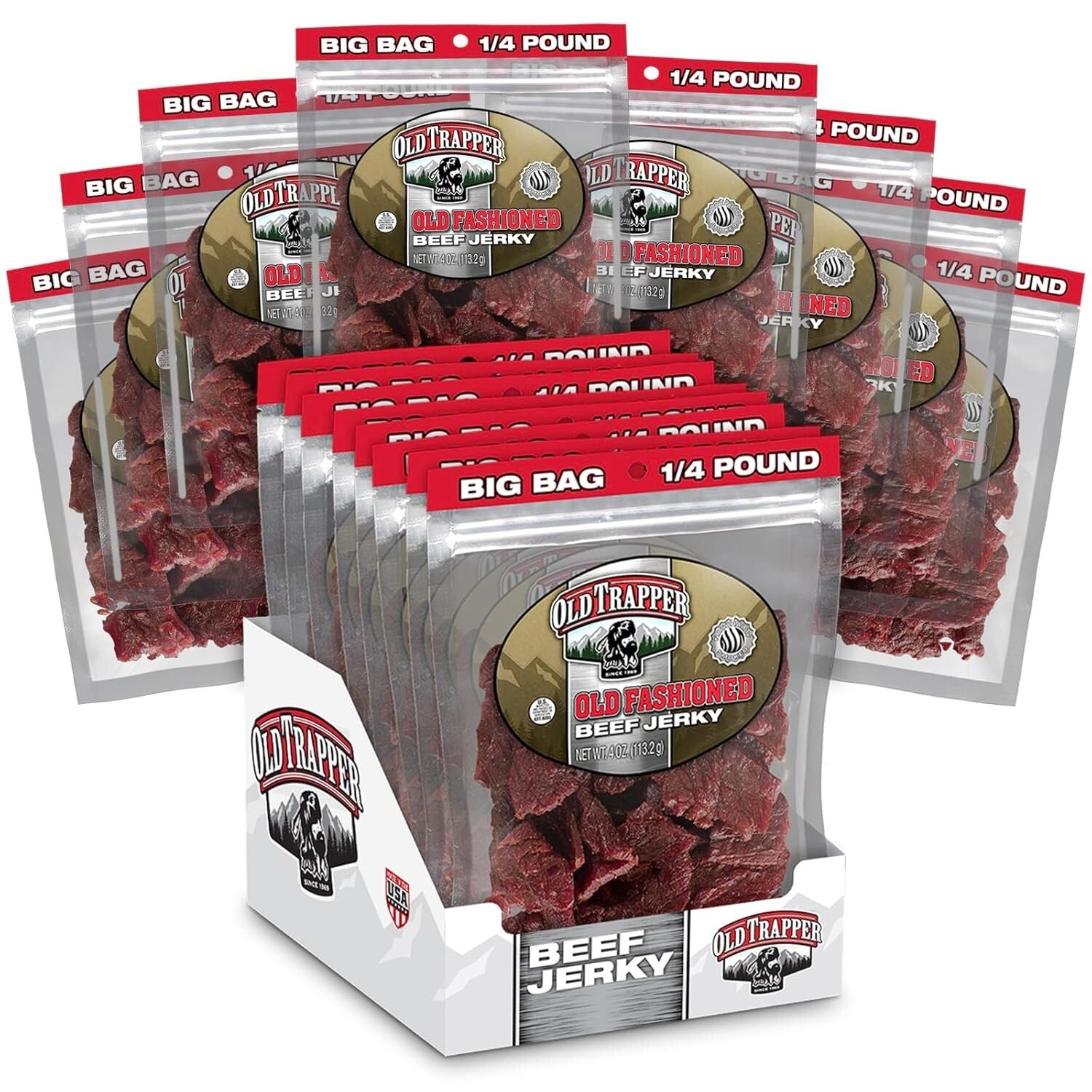 Authentic Old-Fashioned Beef Jerky 1/4 lb - Healthy Snack Alternative, Pack of 8