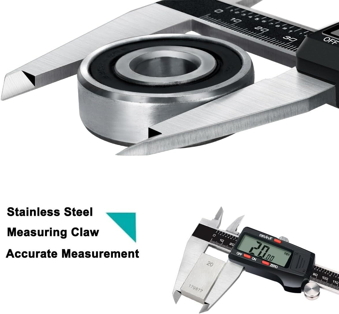 Professional-Grade 12-Inch Digital Caliper - Inch, Metric & Fraction Readings