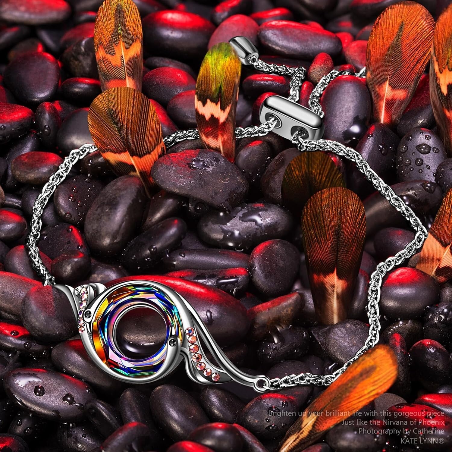 Elegant Phoenix Slider Bracelet with Sparkling Austrian Crystals - Women's Gift