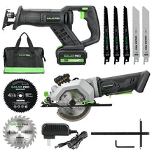 Load image into Gallery viewer, Cordless Circular &amp; Reciprocating Saw Kit with Battery, Charger, 7 Blades &amp; Bag