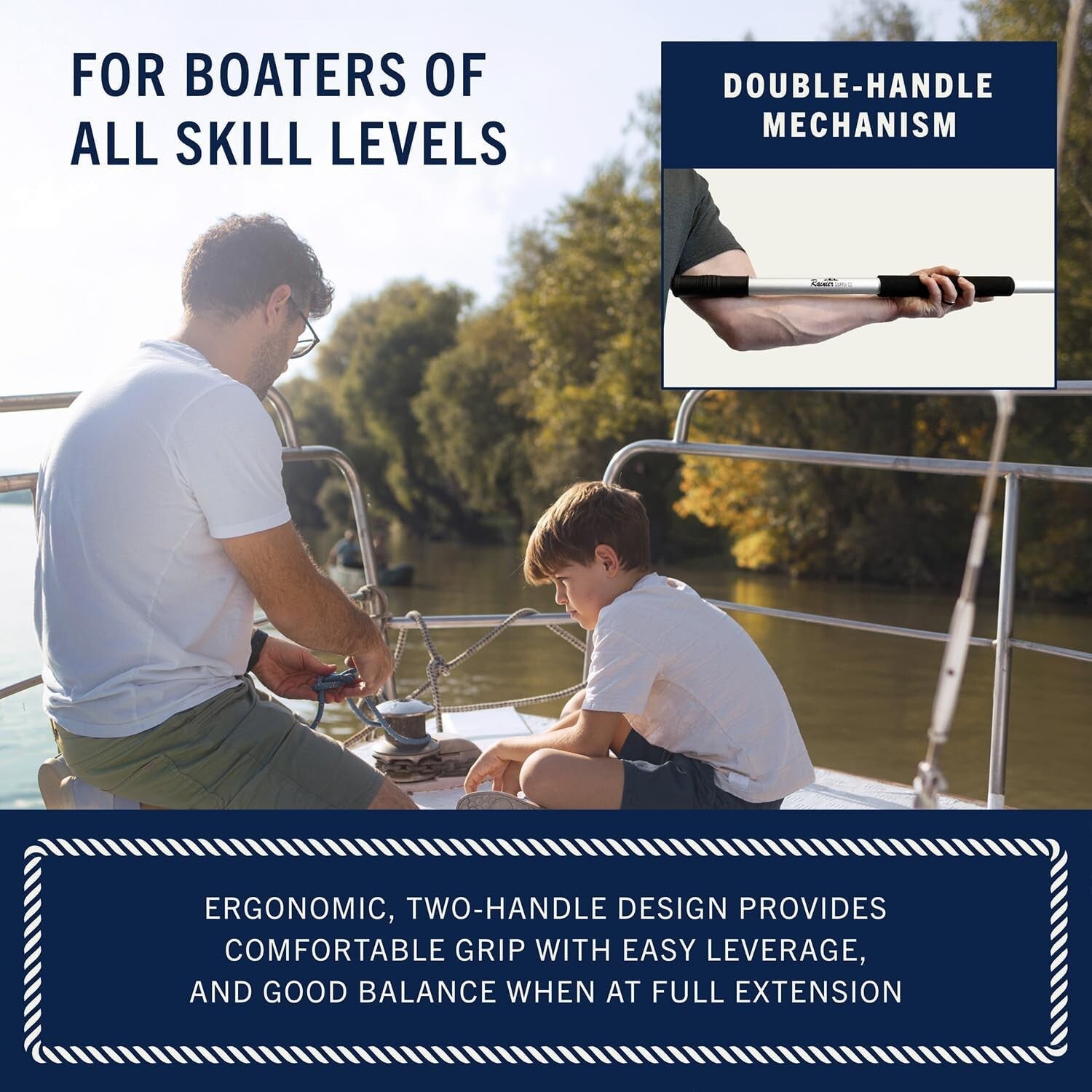 Universal Telescoping Boat Hook - 4.5-8 ft Lightweight for Mooring & Fishing