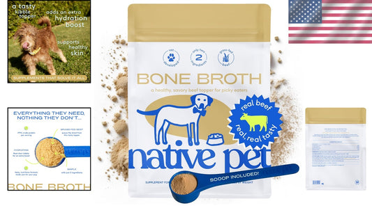 Nutritious Beef Bone Broth Powder for Dogs - 192 Servings, Joint Health Booster