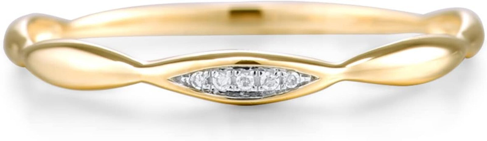 Quality 10K Gold Twisted Stacking Ring with Sparkling Diamond – Women’s Jewelry