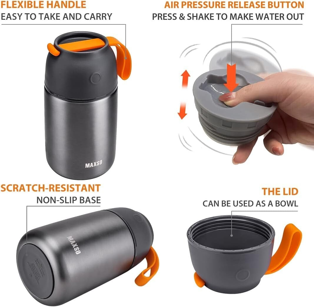 Durable Insulated Soup Jars - Lightweight, Scratch-Resistant Food Storage Duo