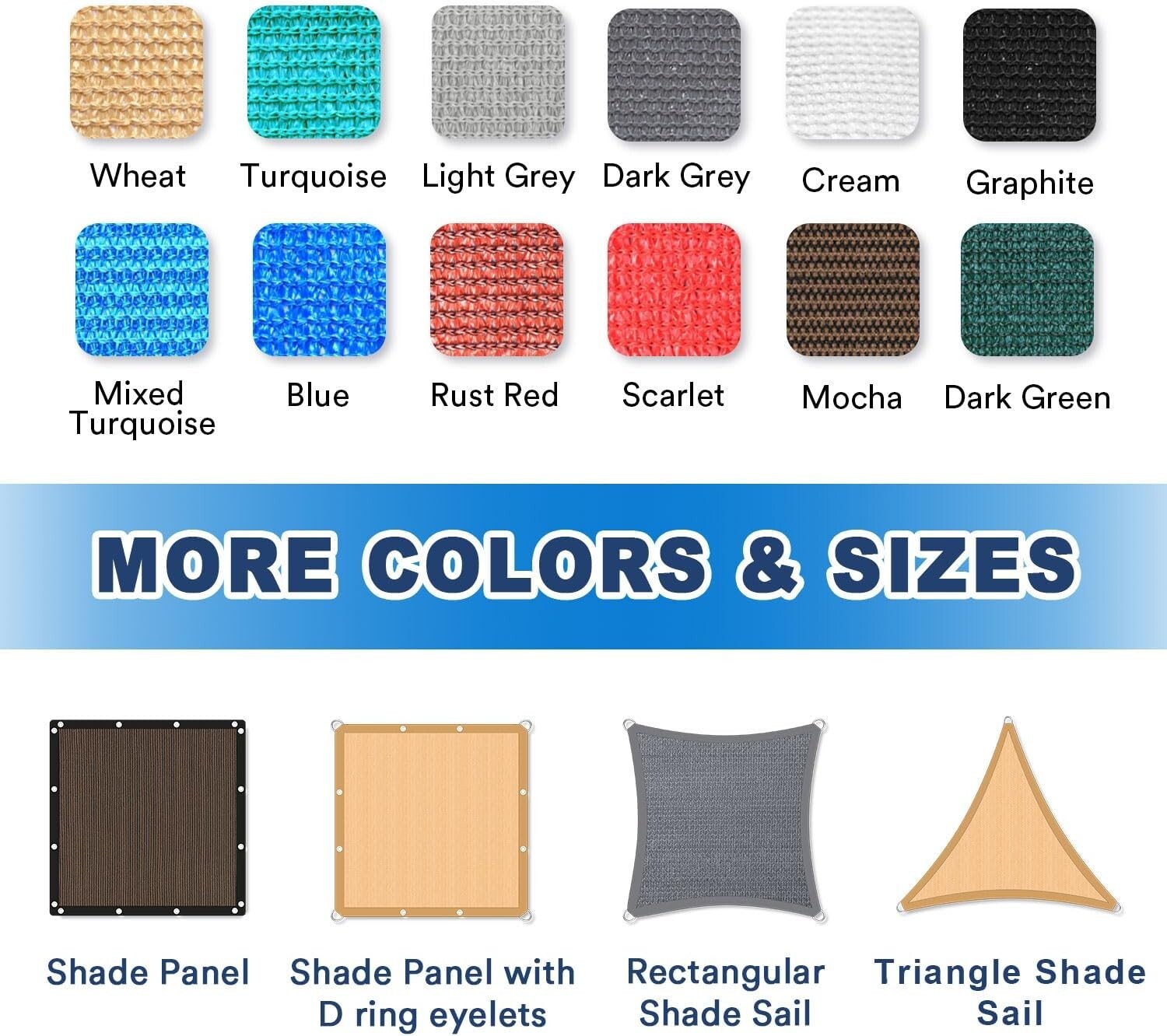 Waterproof 90% UV Protection Sun Shade Cloth with Grommets - 16' x 20' Wheat