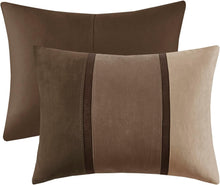 Load image into Gallery viewer, Geometric Pieced Stripe Comforter Set King - 7-Piece Faux Suede Collection