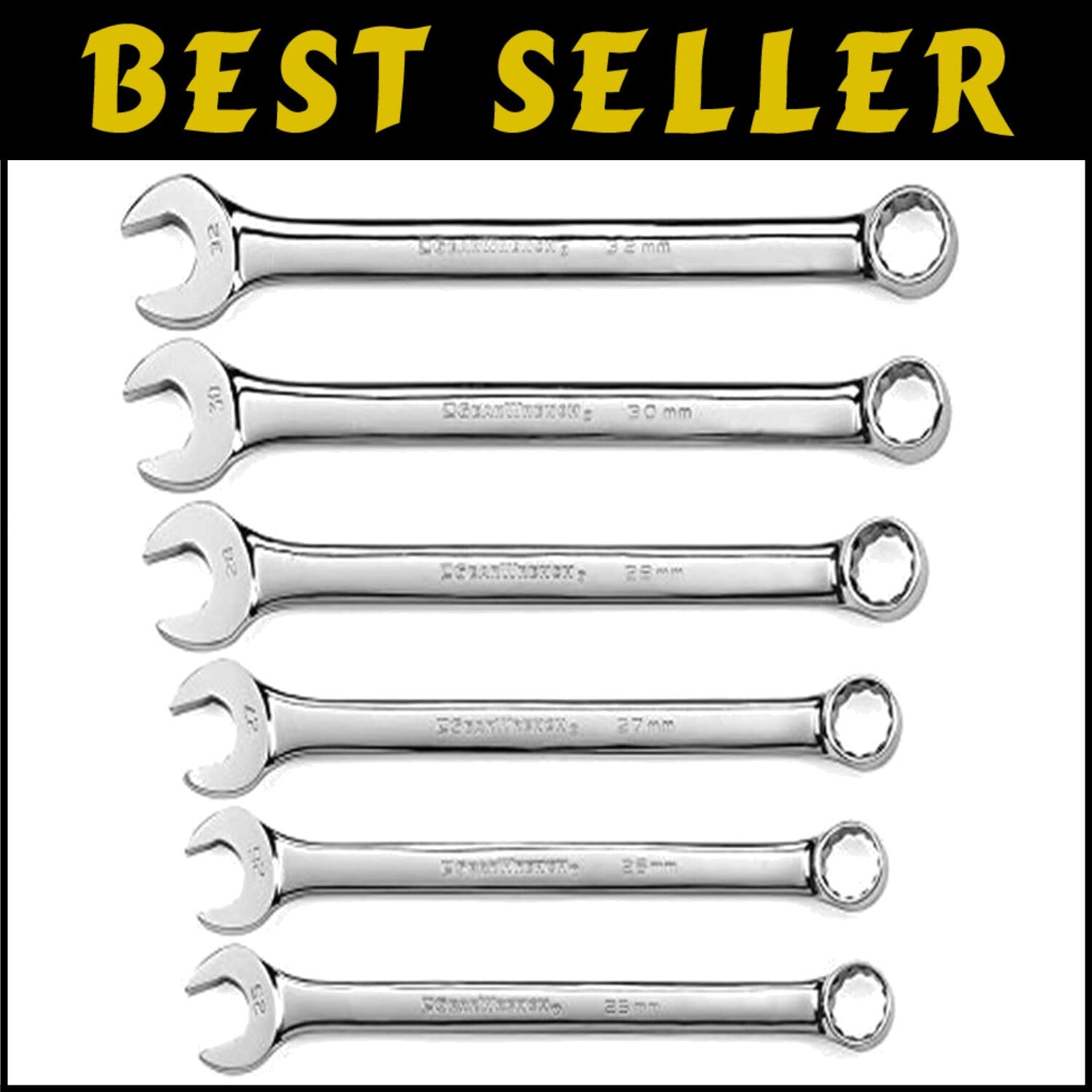 Long Pattern Metric Wrench Set with Tool Roll - 6 Durable Alloy Steel Pieces
