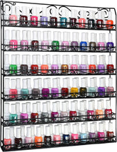 Load image into Gallery viewer, Polished Black 6-Tier Nail Polish Organizer for Up to 132 Bottles, Easy Install