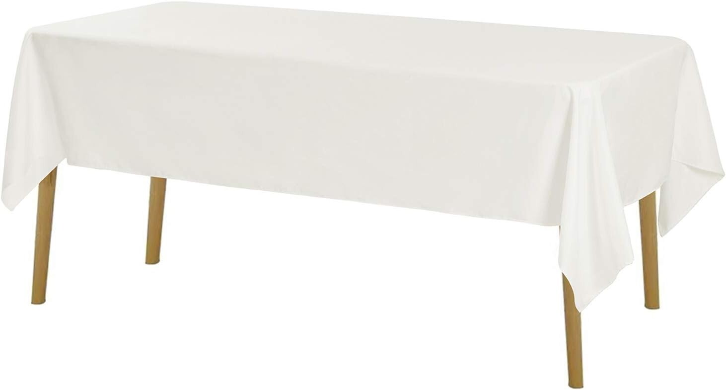 Elegant 60x120 Inch Washable Ivory Polyester Tablecloth - 12 Pack for Events