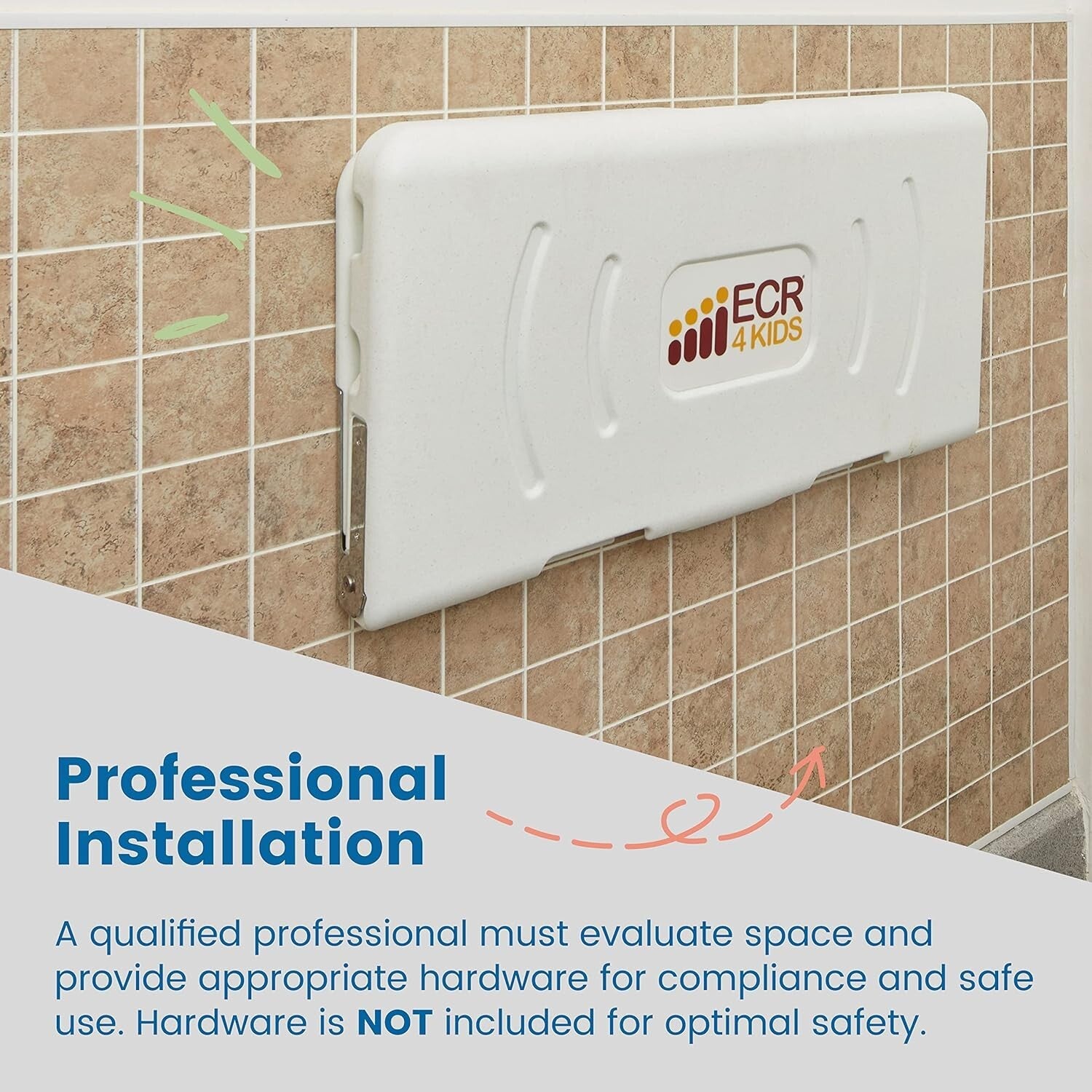 Horizontal Wall-Mounted Diaper Changing Station - Safe & Stylish White Granite