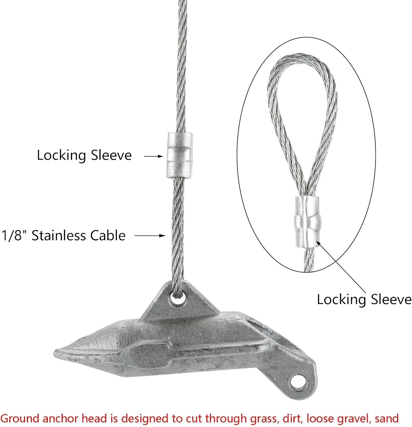 20 Pack Heavy-Duty Ground Earth Anchors with 30" Cable - 1000 lbs Strength