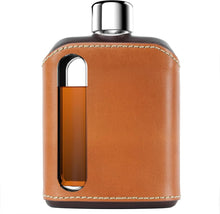 Load image into Gallery viewer, Durable Leather-Covered Glass Hip Flask - Ideal Gift for Spirits Enthusiasts