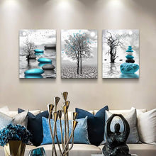 Load image into Gallery viewer, Inspirational Black and White Abstract Canvas Art - 3 Piece Set Ready to Hang