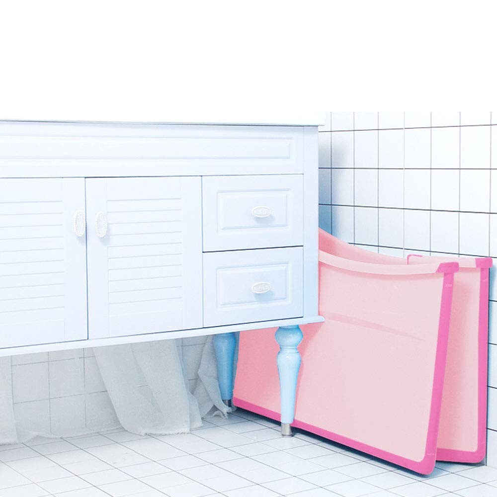 Freestanding Foldable Pink Bath Tub for Kids and Petite Adults - Space Saving