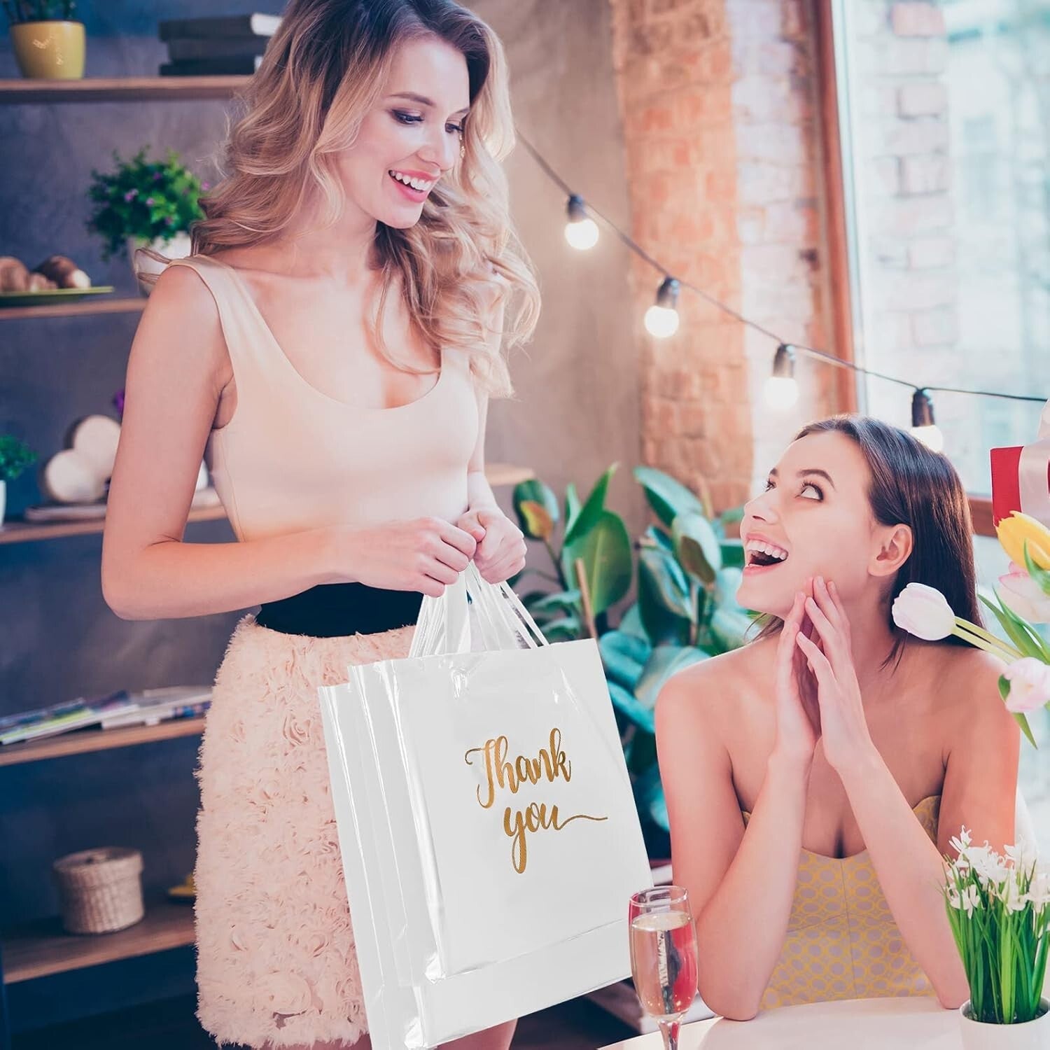 Versatile 200 Pcs White Thank You Bags - Sturdy, Stylish & Polka Dot Design