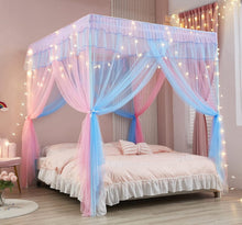 Load image into Gallery viewer, Vibrant Princess Bed Canopy with Star Lights &amp; Insect Protection - Queen Size