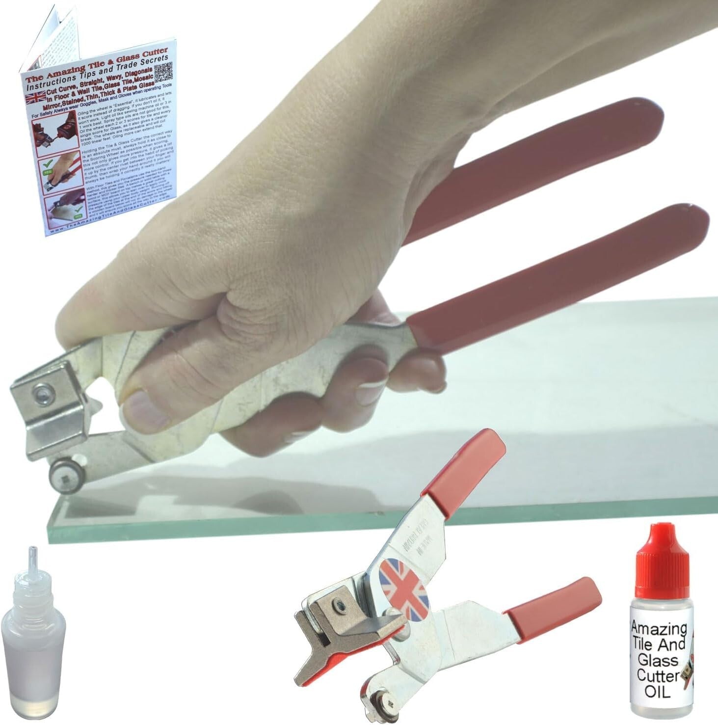 Versatile Manual Glass Cutter with Oil, Cuts 1-22mm Glass & Tiles Effortlessly