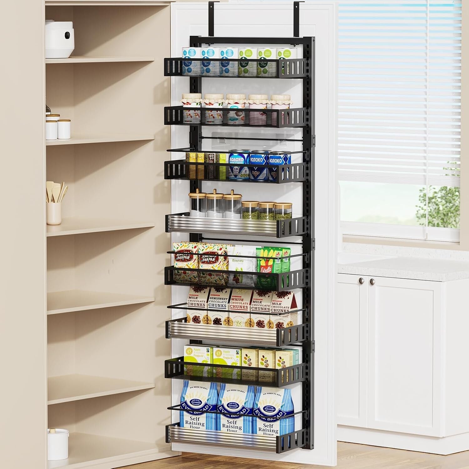 Large 8-Tier Spice Rack with Detachable Baskets - Ideal Wall Mounted Organizer