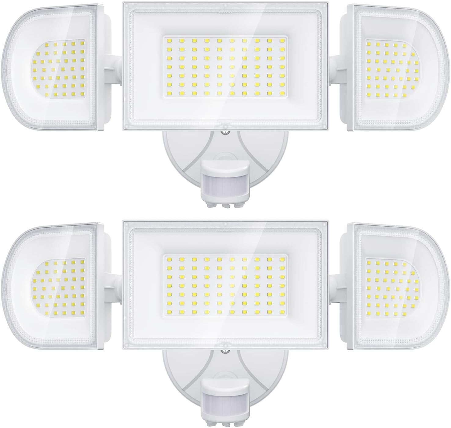 9000 Lumens Bright Motion Sensor Flood Lights - 3 Adjustable Heads for Security