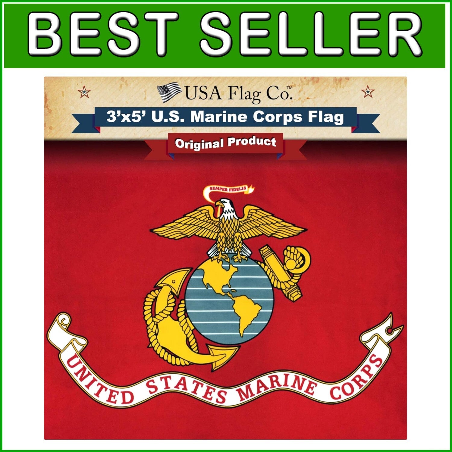 Beautiful 3x5 Marine Corps Flag with Eagle Emblem - Ideal Gift for Patriots