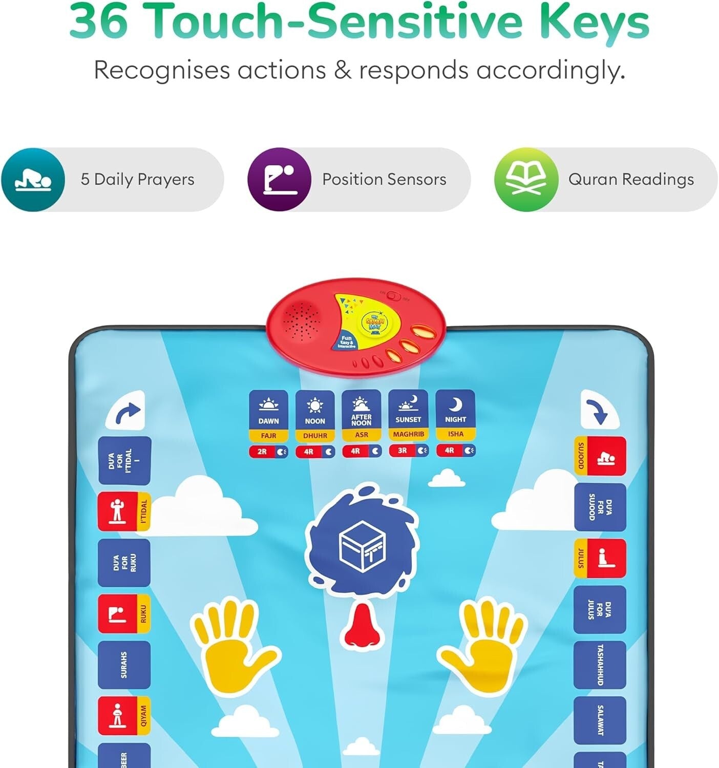 Engaging Kids Salah Prayer Mat with Touch Keys & Audio Guide for Ages 3-8