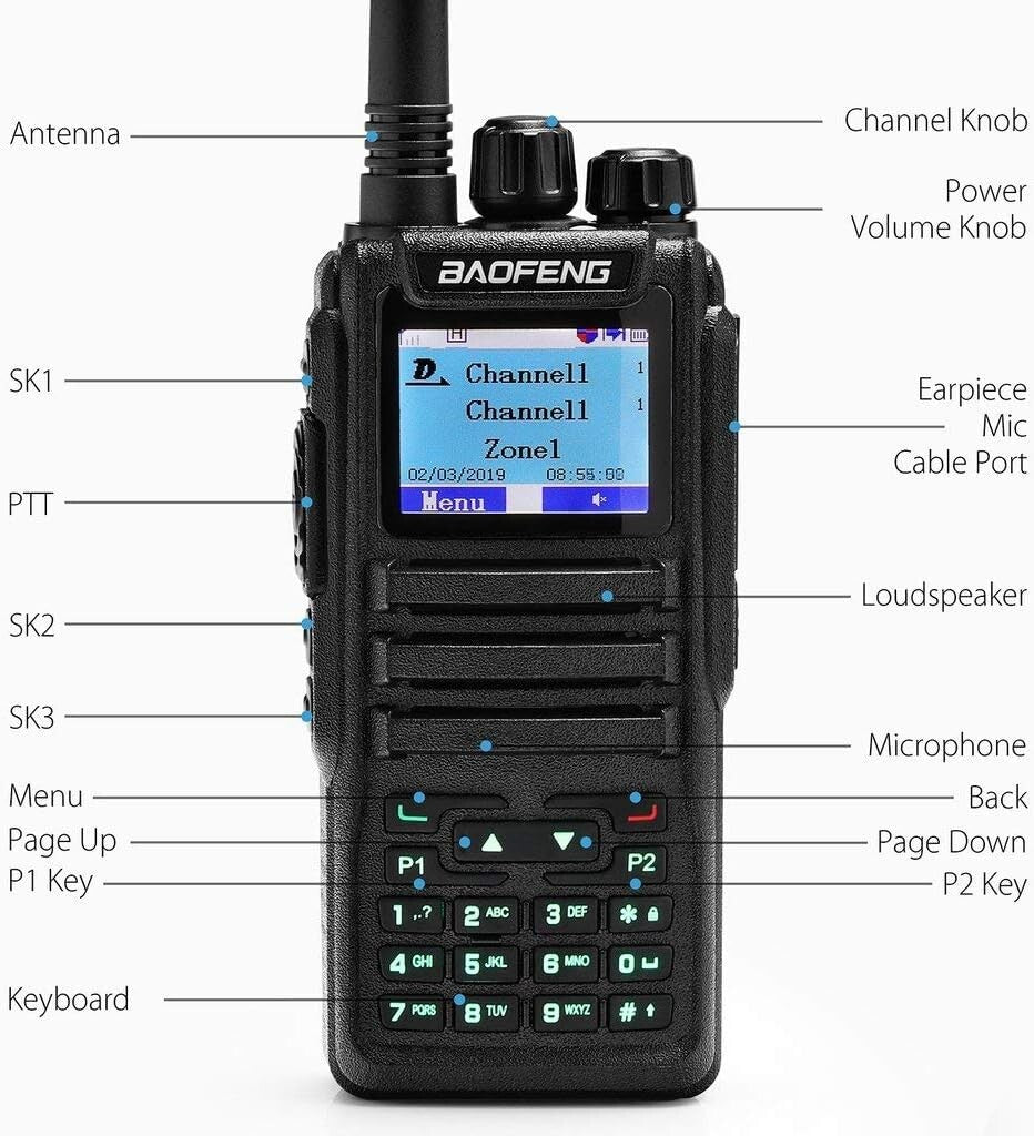All-In-One DM-1701 Two Way Radio: Analog/Digital, 10 Mile Range & Multi-Function