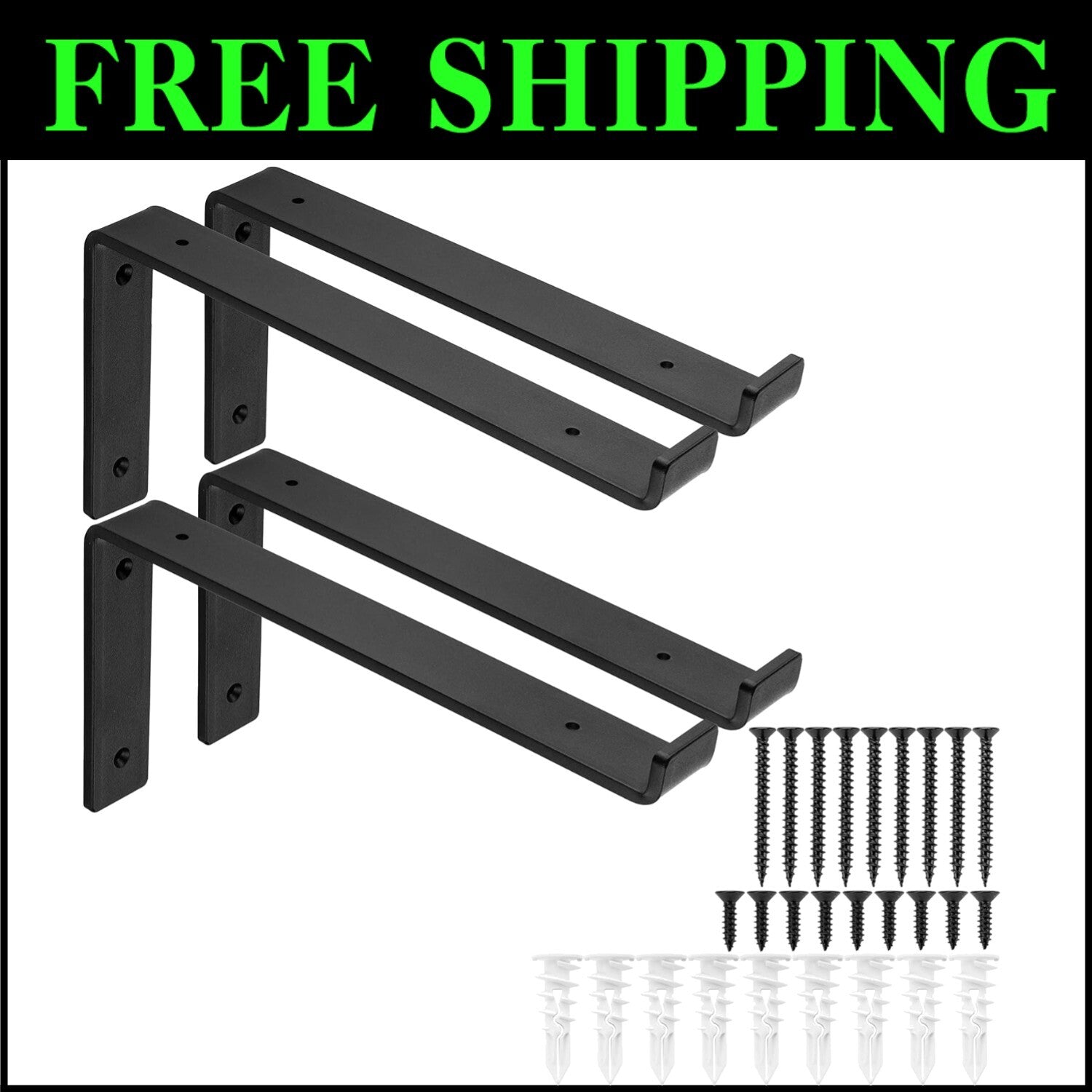 Industrial-Style 11.25" Shelf Brackets - 1/4" Thick Steel with Hardware Included