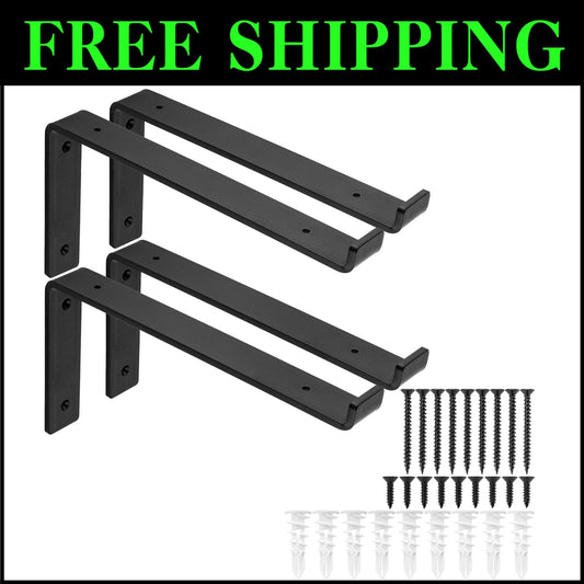 Industrial-Style 11.25" Shelf Brackets - 1/4" Thick Steel with Hardware Included