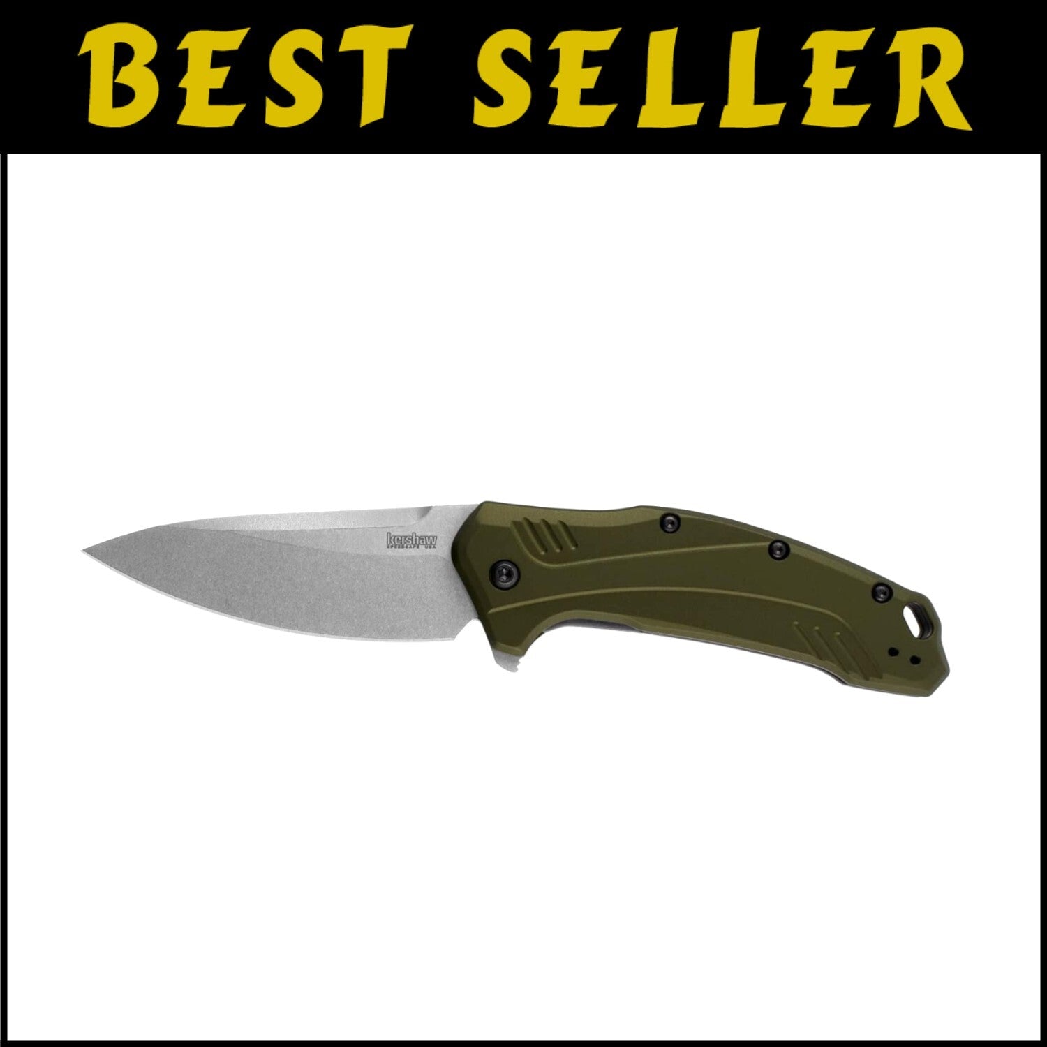 CPM 20CV Drop Point Pocketknife - Olive Aluminum Handle for Ambidextrous Carry