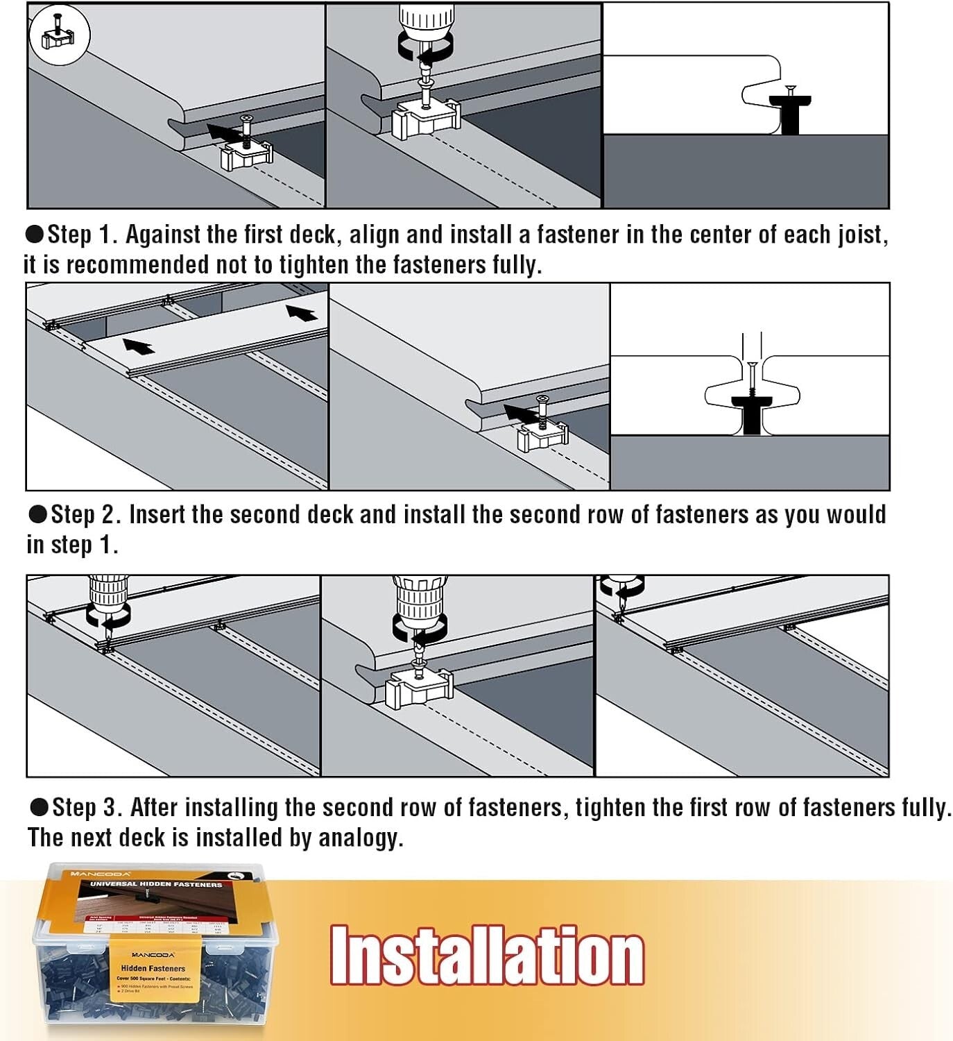 Universal Hidden Deck Fasteners - 900 Clips with Stainless Steel Screws for 5...