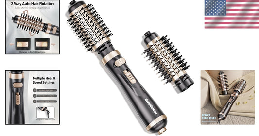3-in-1 Hot Air Styler: Rotating Blow Dryer Brush with 2 Interchangeable Brushes