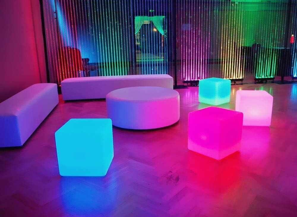 Rechargeable 14-Inch LED Cube Light - Mood-Enhancing Stool/Table for Any Event