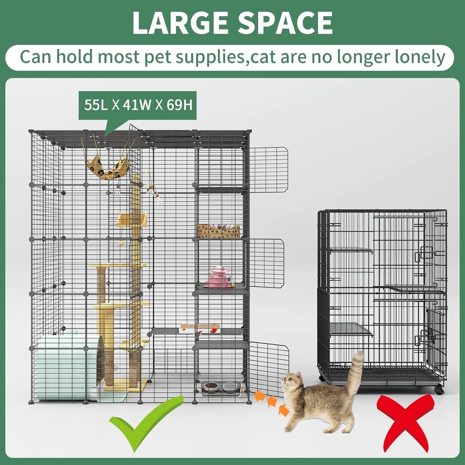 Multi-Pet Metal Cat Cage with 6 Access Points - Ideal Playpen for Cats & More