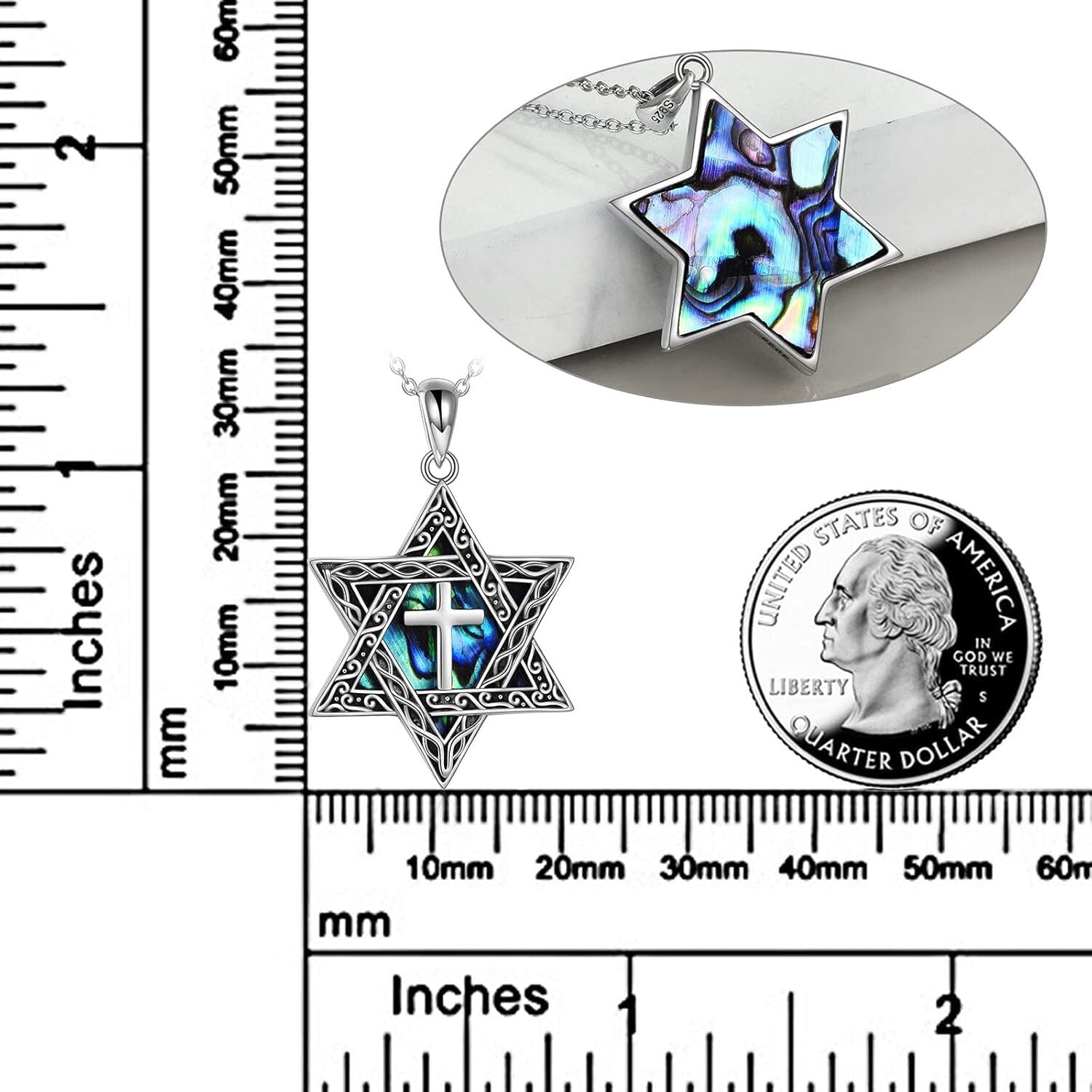 Sterling Silver Tree of Life and Star of David Pendant Necklace for Men & Women