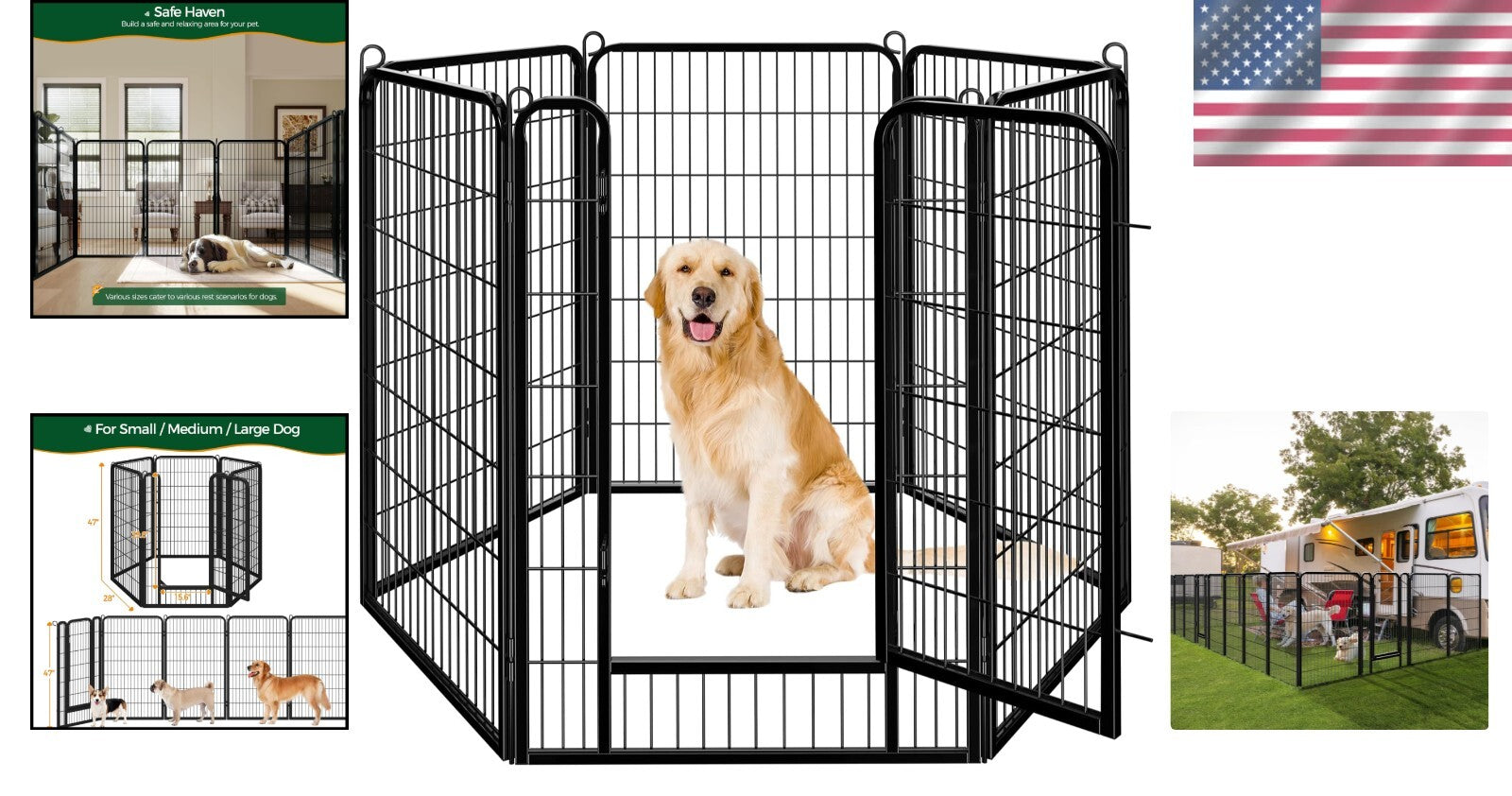 Expandable 47-Inch Dog Playpen with Flexible Shape Options for Indoor/Outdoor