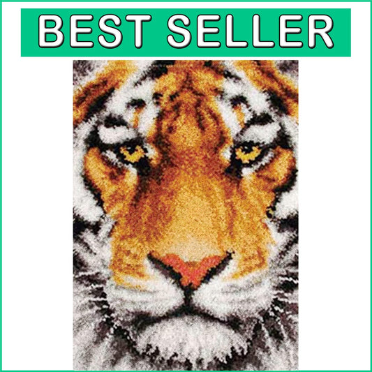 Engaging DIY Latch Hook Kit - Colorful Tiger Design for Unique Home Decorations