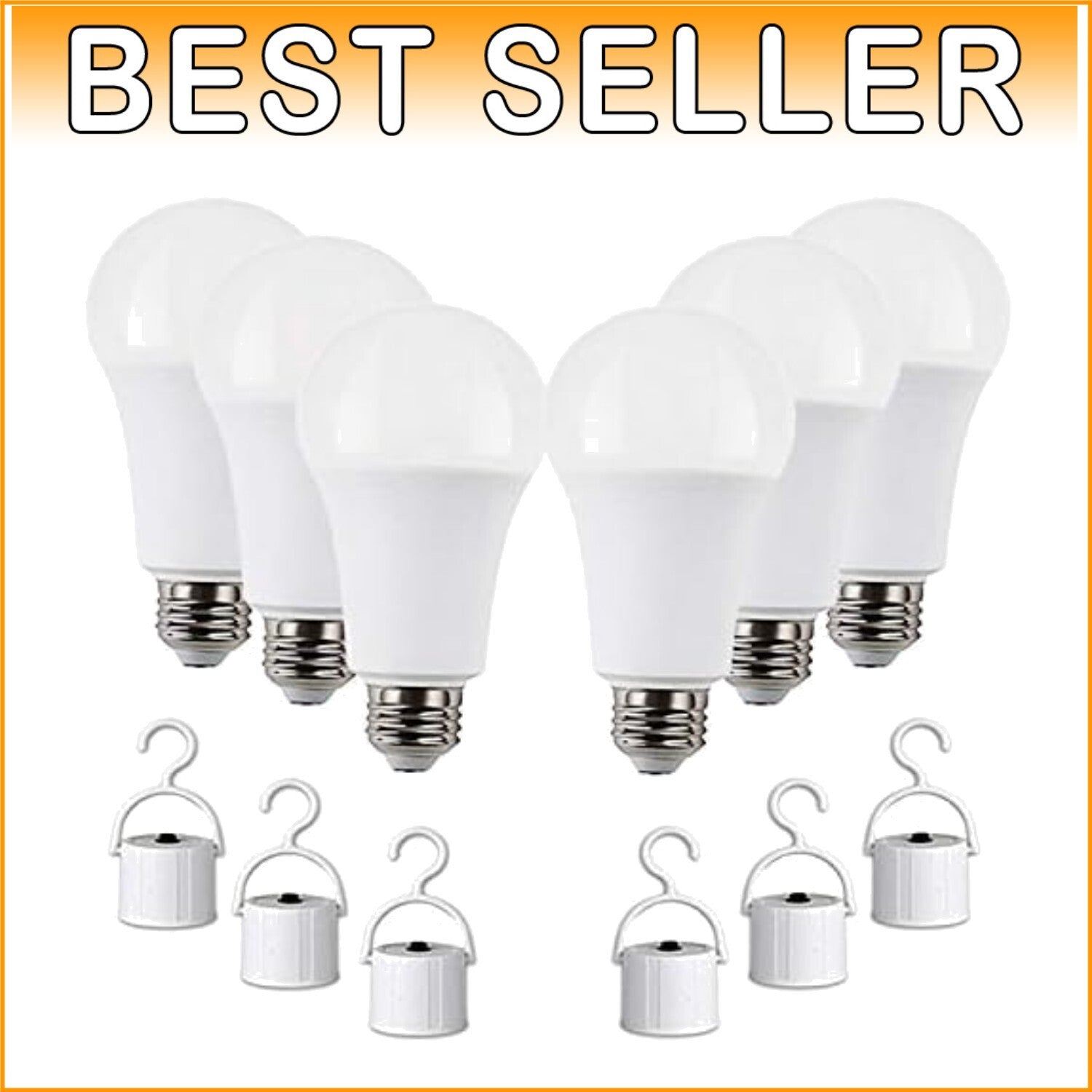 Durable Rechargeable LED Light Bulb with Backup Power - 6 Pack for Home/Office