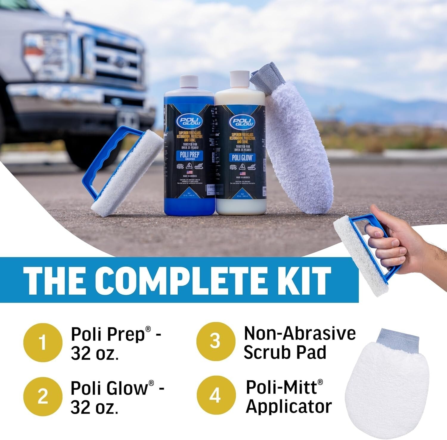 Boat & RV Gel Coat Restoration Kit - Eliminate Oxidation with 32oz Formula