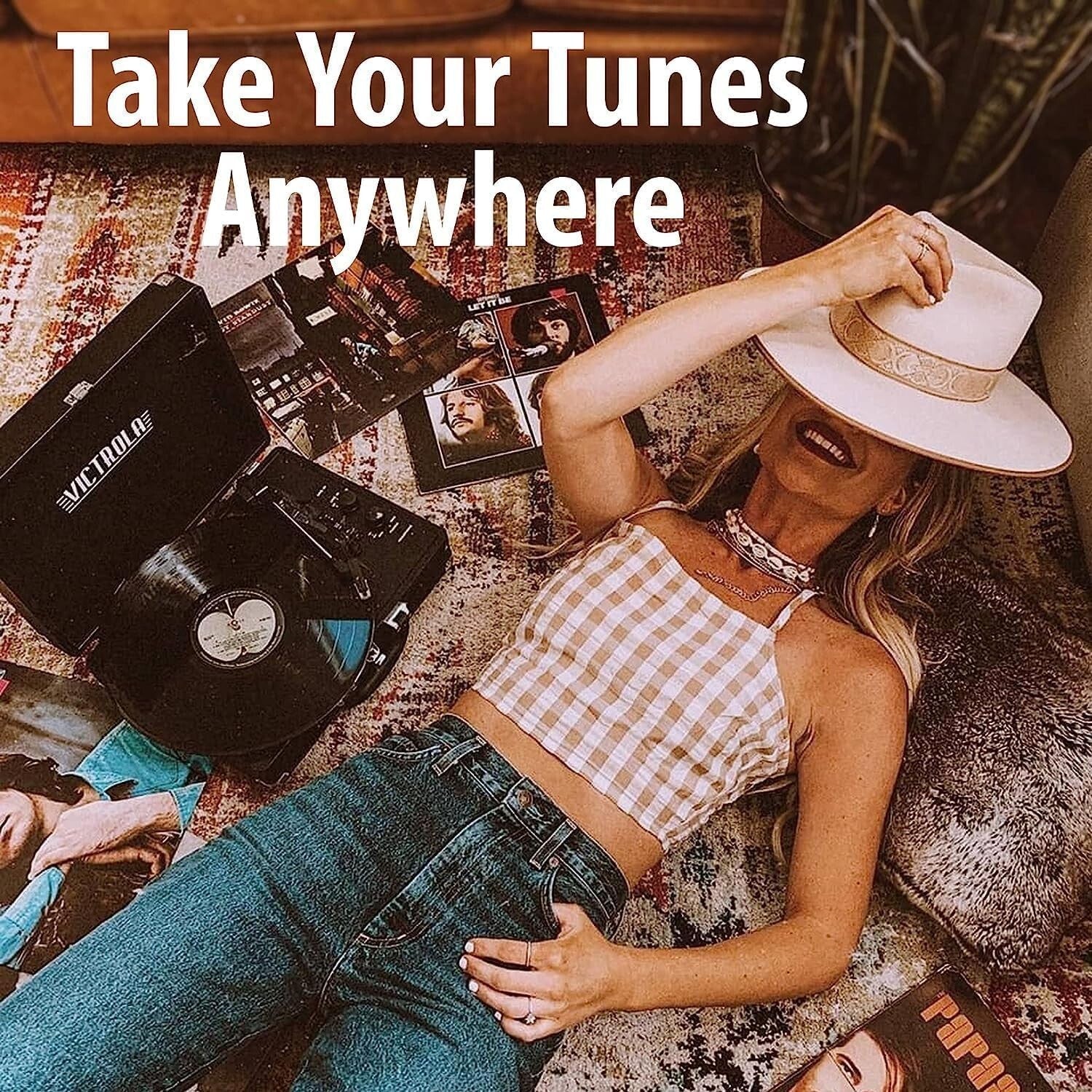 Portable 3-Speed Suitcase Turntable with Upgraded Sound and Bluetooth Speakers