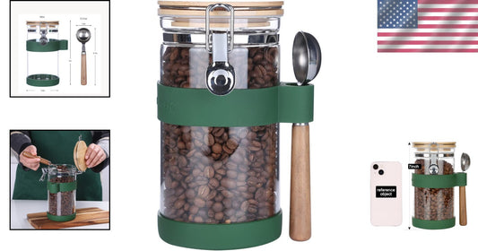 Elegant Airtight Coffee Storage Container with Scoop and Silicone Sleeve - 40oz