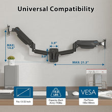 Load image into Gallery viewer, Easy-Install Wall Mount for Dual Monitors - Height Adjustable and Tilt Features