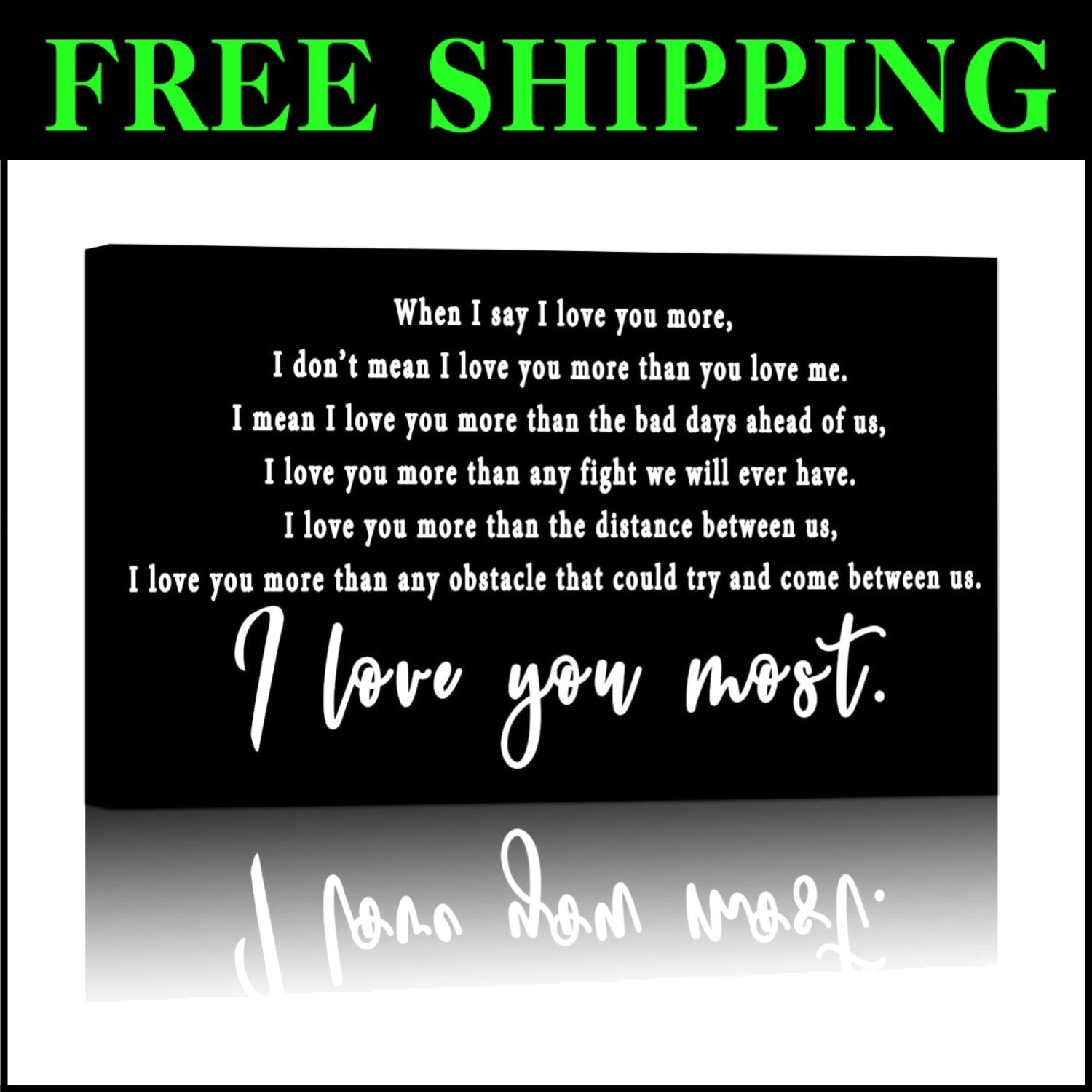 Elegant Black and White 'I Love You Most' Canvas - Perfect Bedroom Decor Gift